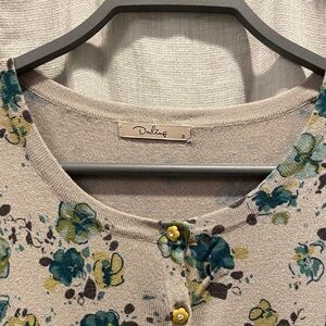 Darling Floral Cardigan - light grey and Teal